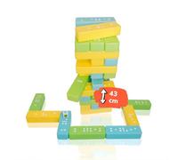 alldoro 60065 Set de Jeu 2 en 1 Tower & Domino, Tour branlante 30 Blocs de Construction en Plastique, Sac, pour Enfants à partir de 2 Ans