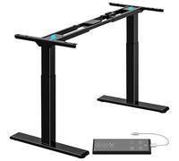 ALLDREI Bureau Assis Debout Électrique à 2 Moteurs, Cadre de Bureau Réglable en Hauteur, Jusqu’à 120 cm, 100 kg-4 Fonctions Mémoires, Cadre Noir