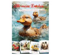 Alle meine Entchen (Wandkalender 2026 DIN A3 hoch), CALVENDO Monatskalender: Kinderlieder - Texte und dazu passende farbenfrohe kinderfreundliche Aquarelle KI generiert