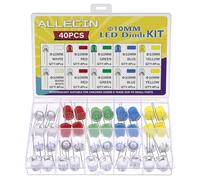 ALLECIN 10MM Jeu de Diode LED 10 Couleurs Rouge Bleu Vert Jaune Blanc Chaud Blanche 2 Pin Tête Ronde Kit Assortiment de Led Diodes Électroluminescentes (Total 40 Pièces 4 Pcs par Couleur)