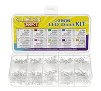 ALLECIN 3MM Diode LED Assortiment Kit 10 Couleurs Rouge Bleu Jaune Blanc Chaud Vert Orange Rose Violet Chartreuse Diodes Led Électroluminescentes à Tête Ronde Transparente à 2 Pin (20 Pcs par Couleur)