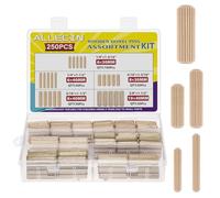 ALLECIN 5 Valeurs 250 Pièces Cheville Bois Kit M6 M8 M10 Tourillon Bois Rainurées 8MM 6MM 10MM Assortiment de Chevilles pour Meubles Woodworking Bricolage Artisanat