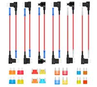 ALLECIN Porte Fusible Adaptateur Voiture Set Mini Micro Micro2 Standard 12V Robinets à Fusibles Add A Circuit Fuse Adapter avec Fusible Lame 5A 10A 15A 20A pour Auto