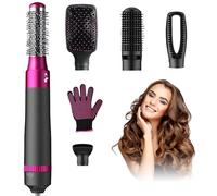 Alledge 5 in 1 Hair Styling Brush with Negative Ionic Hot Air - Interchangeable Head Volumizer Brush for Drying, Straightening, Curling and Styling Hair