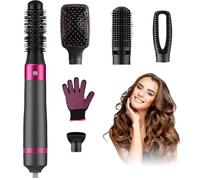 Alledge 5 in 1 Hair Styling Brush with Negative Ionic Hot Air - Interchangeable Head Volumizer Brush for Drying, Straightening, Curling and Styling Hair