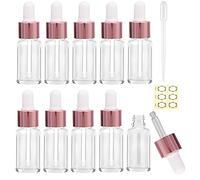 Alledomain Lot de 10 flacons en verre transparent de 10 ml avec pipettes compte-gouttes, mélanges d'aromathérapie, liquides chimiques