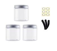 Alledomain Lot de 3 récipients cosmétiques ronds transparents de 200 ml avec doublures intérieures et couvercles en alliage d'aluminium - Bocaux de voyage pour lèvres, gommage, lotion, poudre, pommade