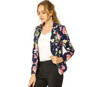 Allegra K Blazer ajusté décontracté pour femme avec revers cranté à imprimé, ouvert sur le devant, Large