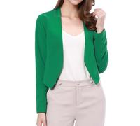 Allegra K Blazer court décontracté sans col pour femme, vert, Medium