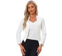 Allegra K Blazer Court Femme Décontracté à Manches Longues et Col en V Cardigan Veste Blazer Blanc crème M