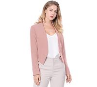 Allegra K Blazer Court Femme Décontracté à Manches Longues et Col en V Cardigan Veste Blazer Rose XL