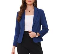 Allegra K Blazer Court Femme Ouvert sur Le Devant Veste d'affaires Décontractée Veste de Costume de Travail Bleu foncé S