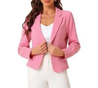 Allegra K Blazer Court Femme Ouvert sur Le Devant Veste d'affaires Décontractée Veste de Costume de Travail Rose foncé M
