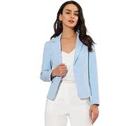 Allegra K Blazer Court Ouvert sur Le Devant pour Femme, Bleu Ciel uni, L