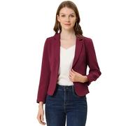 Allegra K Blazer Court Ouvert sur Le Devant pour Femme, Bordeaux, XL
