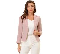 Allegra K Blazer Court Ouvert sur Le Devant pour Femme, Rose uni, L