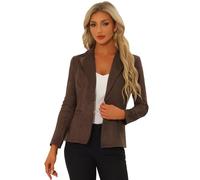 Allegra K Blazer en Faux Daim pour Femme avec col à Revers et Manches Longues Café L