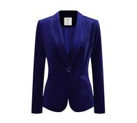 Allegra K Blazer en Velours Femme à Col Châle avec 1 Bouton Déguisement Blazer d'affaires Décontracté Veste Automne pour Cérémonie Bleu Royal L