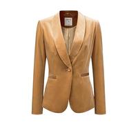 Allegra K Blazer en Velours Femme à Col Châle avec 1 Bouton Déguisement Blazer d'affaires Décontracté Veste Automne pour Cérémonie Jaune Foncé S