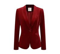 Allegra K Blazer en Velours Femme à Col Châle avec 1 Bouton Déguisement Veste d'affaires Décontracté Rouge M
