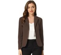 Allegra K Blazer Femme de Business à Col Revers Veste de Costume à Manches Longues Café M