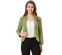 Allegra K Blazer Femme Imprimé Fleuri Veste de Costume d'affaires Décontracté à Revers Cranté Coupe Cintré Blazer de Bureau Floral Avocat Vert Solide XS