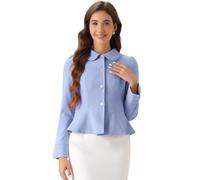 Allegra K Blazer Peplum élégant pour Femmes col Claudine Volants Bureau Travail Blazers Bleu Clair L