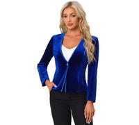 Allegra K Blazer pour Femme à Manches Longues sans col 1 Bouton en Velours Bleu Royal M