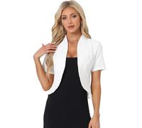 Allegra K Blazers à manches courtes pour femme, blanc, L