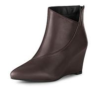 Allegra K Bottes à Talon compensé Bout Pointu pour Femmes Café 39