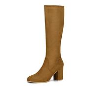 Allegra K Bottes à talon épais pour femme, marron, 38 EU