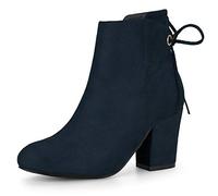 Allegra K Bottes Bout Rondes à Fermeture éclair pour Femmes Navy Blau 37.5