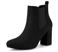 Allegra K Bottes Bout Rondes à Fermeture éclair pour Femmes Noir 38.5