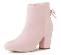 Allegra K Bottes Bout Rondes à Fermeture éclair pour Femmes Rose 35