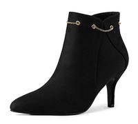 Allegra K Bottines à talon aiguille à bout pointu et fermeture éclair latérale pour femme, Noir, 39 EU