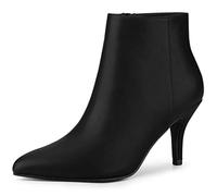 Allegra K Bottines à talon aiguille à bout pointu et fermeture éclair pour femme, Noir, 40 EU