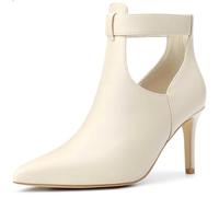 Allegra K Bottines à talon aiguille et fermeture éclair à l'arrière pour femme Beige 38