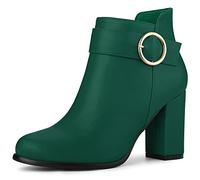 Allegra K Bottines à Talons Hauts et Bout Rond pour Femmes Vert 39