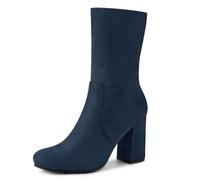 Allegra K Bottines Femmes Talon compensé Pliables Extensibles Semelles compensées Bleu Marin 39