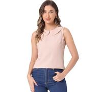 Allegra K Chemisier à col claudine pour femme - Décontracté - Jacquard - Floral - Sans manches, rose, Taille XL