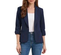 Allegra K Femme Blazer de Travail à Revers Châle Manches 3/4 Fermeture à 1 Bouton Veste pour Bureau
