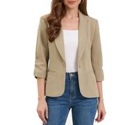 Allegra K Femme Blazer de Travail à Revers Châle Manches 3/4 Fermeture à 1 Bouton Veste pour Bureau
