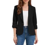 Allegra K Femme Blazer de Travail à Revers Châle Manches 3/4 Fermeture à 1 Bouton Veste pour Bureau