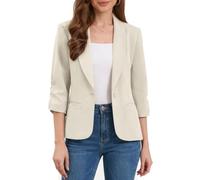 Allegra K Femme Blazer de Travail à Revers Châle Manches 3/4 Fermeture à 1 Bouton Veste pour Bureau
