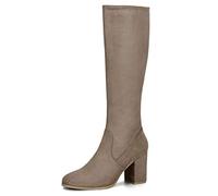 Allegra K Femme Bottes Genou Talon Bloc Fermeture Éclair Côté