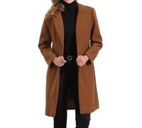 Allegra K Femme Manteau D'hiver Revers Cranté Mi Long Croisé