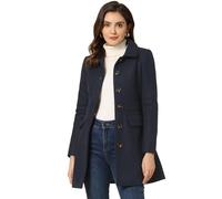 Allegra K Femme Manteau Hiver Col Claudine Boutonné devant