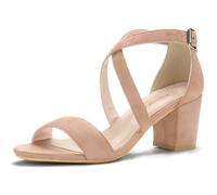 Allegra K Femme Sandales Bride Cheville Talon Bloc Croisées