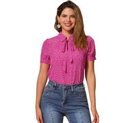 Allegra K Femmes À Pois Manche Courte Nœud Papillon Collier Pan Chiffon Chemisier Halloween déguisement Rose Vif-Points XL