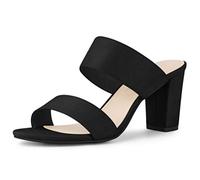 Allegra K Femmes Bout Ouvert Bloc Talon Slide Mules Sandales Noir 39